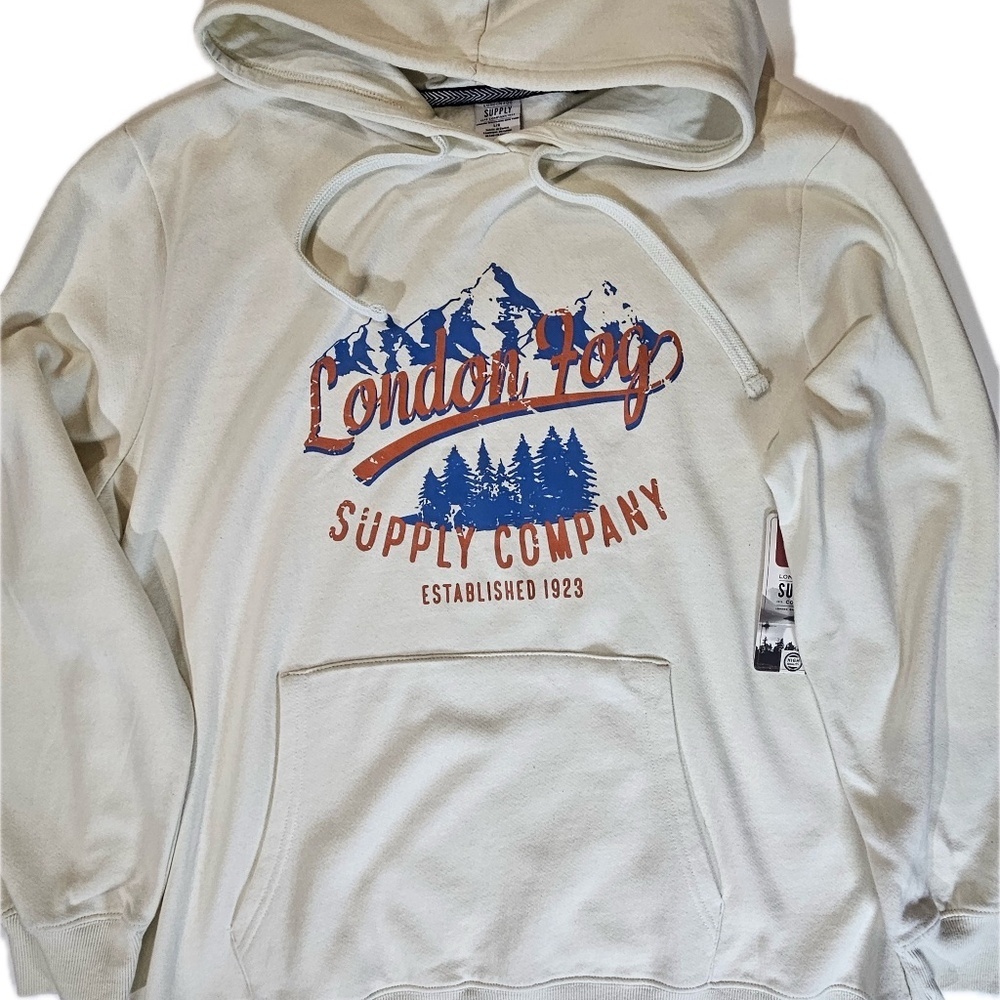London Fog Hoodie Mens‎ Large Supply Company Pullover Graphic Sweatshirt NEW
